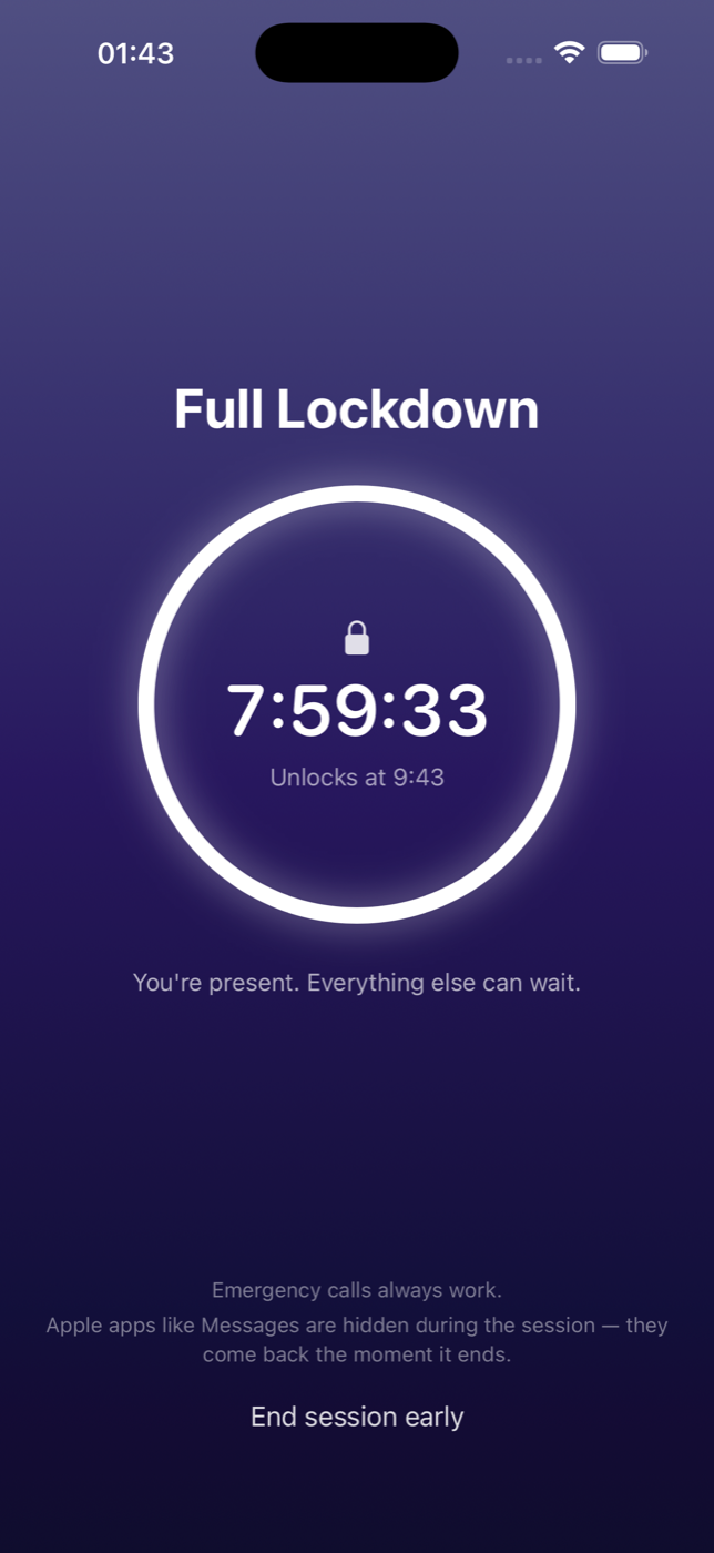 Full Lockdown session with glowing ring countdown